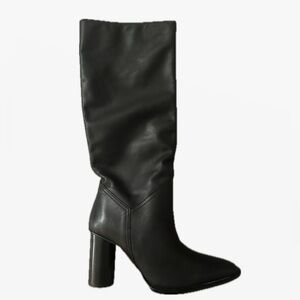 NWT ZARA Black Genuine Leather Knee-High Women's Boots